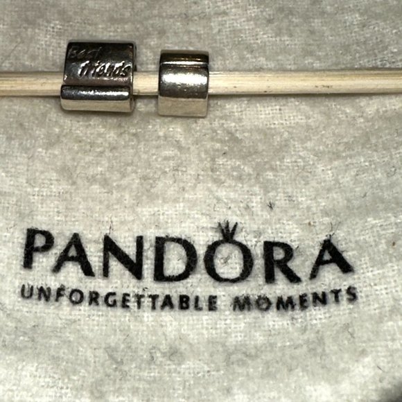 (2) Authentic Pandora Sterling Silver Best Friend Charm Bead & Clip 925 ALE #39 - Picture 2 of 12